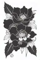 A bouquet of carnations, snowdrops, violets, primrose, rose, honeysuckle, larkspur, water Lilly, Gladiolus, poppy, chrysanthemum, narcissus, holly representing January, February, June, July, August, November and December flowers tattoo design idea