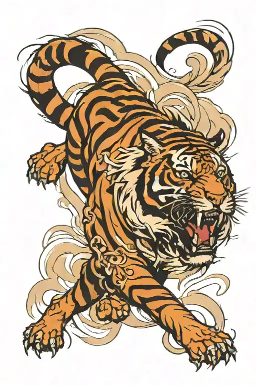 tiger walking tattoo design idea