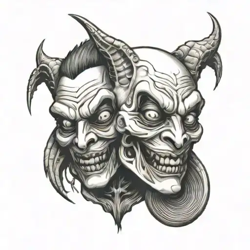 siamese twin head creepy monster tattoo design idea