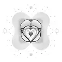 Abstract design of a heart-shaped lightbulb surrounded by family members' names tattoo design idea