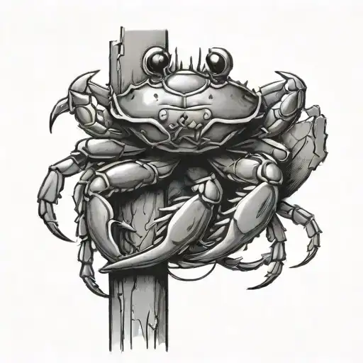 crab and street pole tattoo design idea