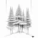 mountain path tree strength resilient journey space sun roots tattoo design idea