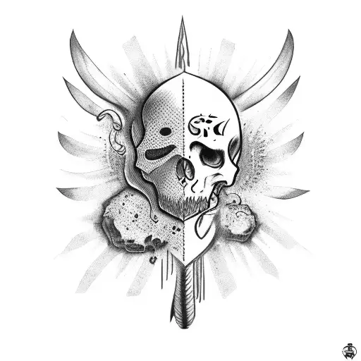 caveira com sol tattoo design idea