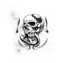 caveira com sol tattoo design idea
