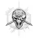 caveira com sol tattoo design idea