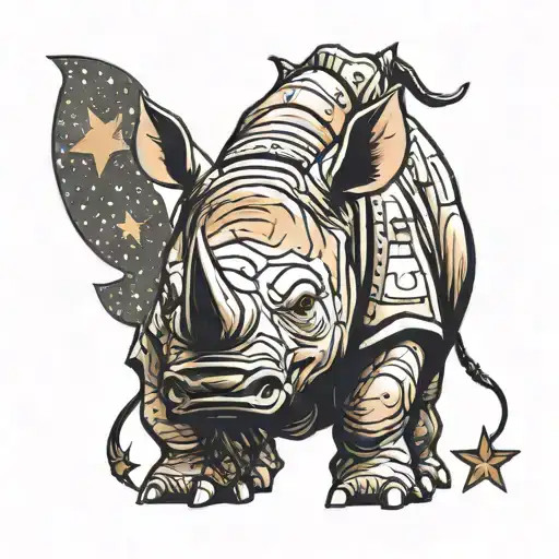 rhino and stars and star wars tattoo design idea