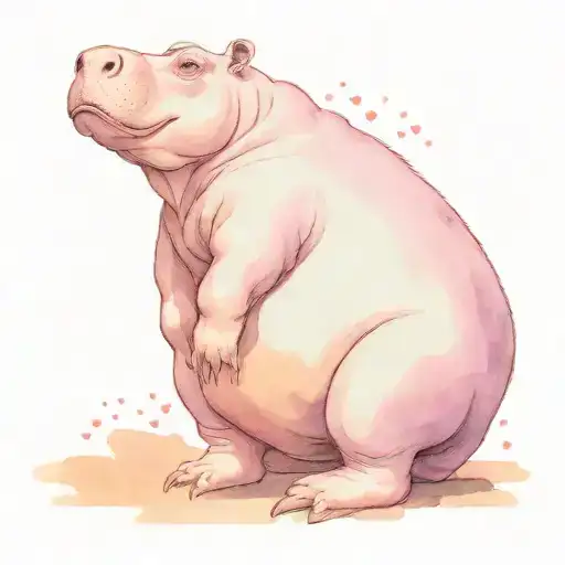 hippopotamus trainer with the love tattoo design idea