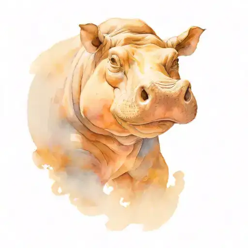 hippopotamus head closed mouth tattoo design idea