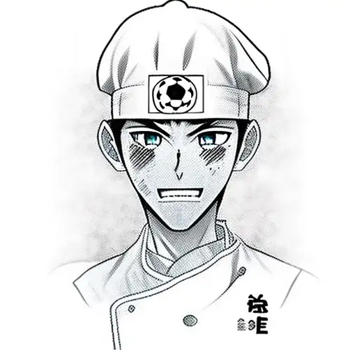 A manga illustrating the story of a chef who loves football, videogames and gym tattoo design idea
