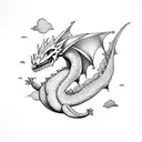 minimalist dragons with clouds tattoo design idea