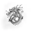 minimalist dragons with clouds tattoo design idea