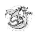 minimalist dragons with clouds tattoo design idea
