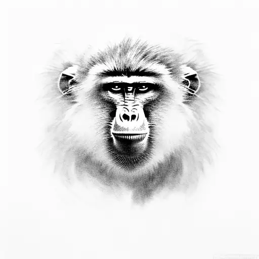 baboon. Mansard monkey.  tattoo design idea
