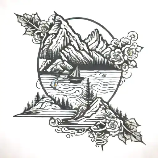 mountain line tattoo with date  tattoo design idea