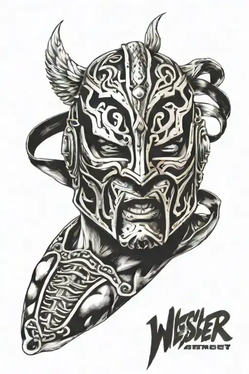 wrestler mask tattoo design idea