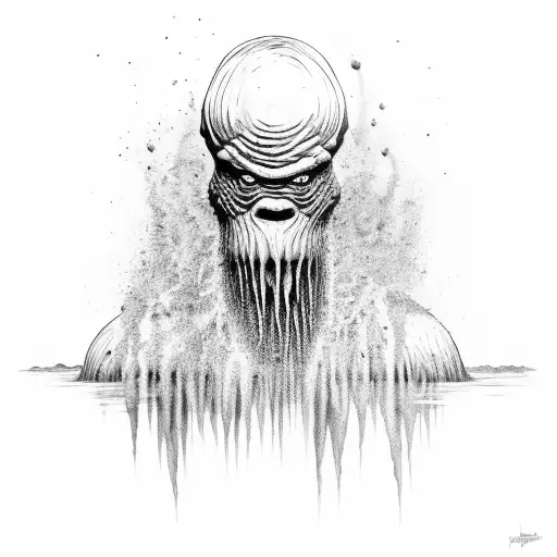 swamp monster coming out of swamp tattoo design idea