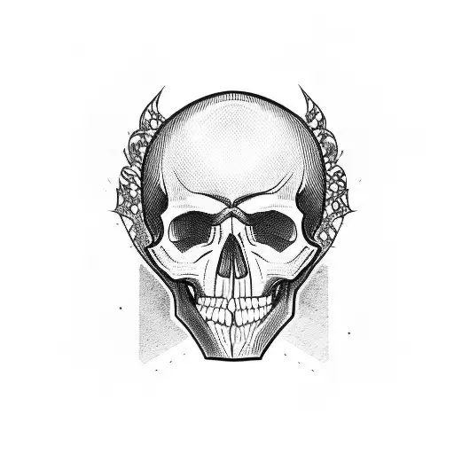 skull with checkered flags tattoo design idea