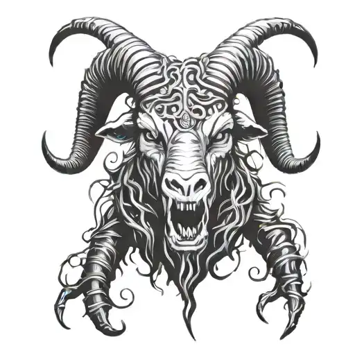macabre horror gothic slipknot goat tattoo design idea