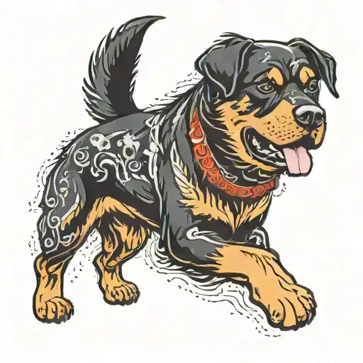 Rottweiler lab mix black tattoo design idea