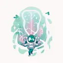 astronaut in the forest, floating in air with vines tattoo design idea