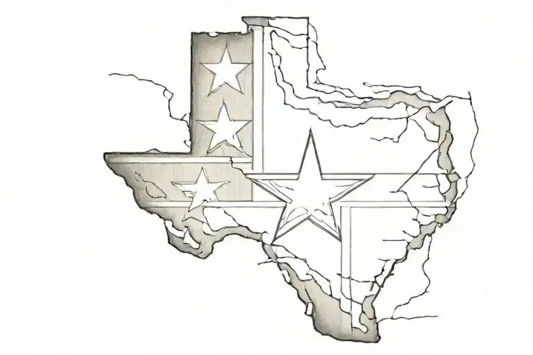 Texas flag under torn skin tattoo design idea