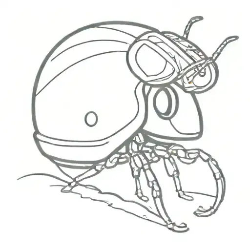 ant wearing army helmet tattoo design idea