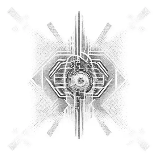 Cyber sigilism stomach tattoo tattoo design idea