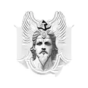 Greek god with eagle tattoo design idea