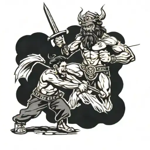 David and Goliath tattoo design idea
