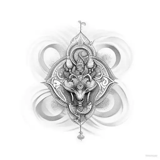 A tattoo combining elements of biology and Hindu mythology tattoo design idea
