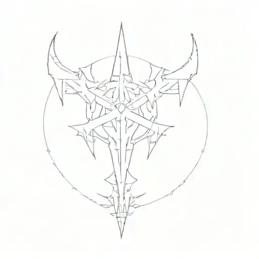 using this base, create more spikes around using the cyber tribal or cyber sigilism style tattoo design idea