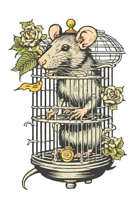 rat in a cage   tattoo design idea