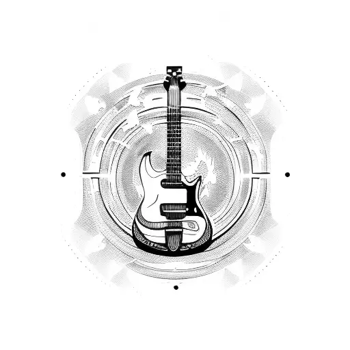 Rounded electric guitar arm  tattoo design idea