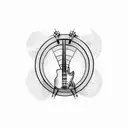 Rounded electric guitar arm  tattoo design idea