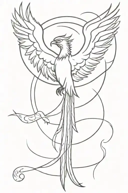phoenix and burnt match tattoo design idea