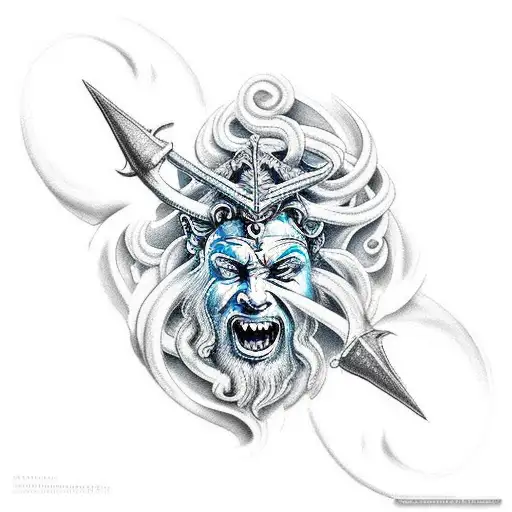 Poseidon Love Chaos tattoo design idea