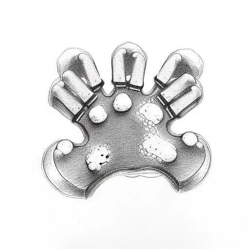 dog paw print, ring of cartoon bones  tattoo design idea