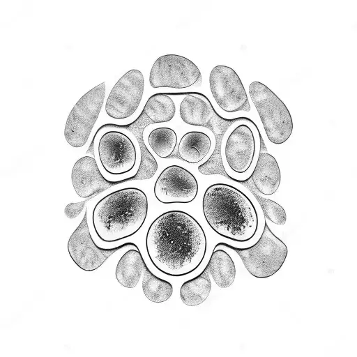 dog paw print, ring of cartoon bones  tattoo design idea