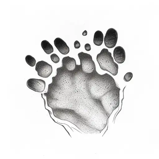 dog paw print with a ring of cartoon bones  tattoo design idea