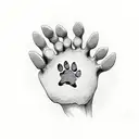 dog paw print, ring of cartoon bones  tattoo design idea