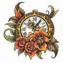 aye in clock inside tattoo design idea