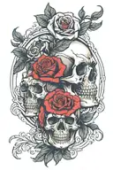 rose and skull tattoo design idea