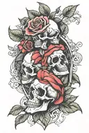 rose and skull tattoo design idea