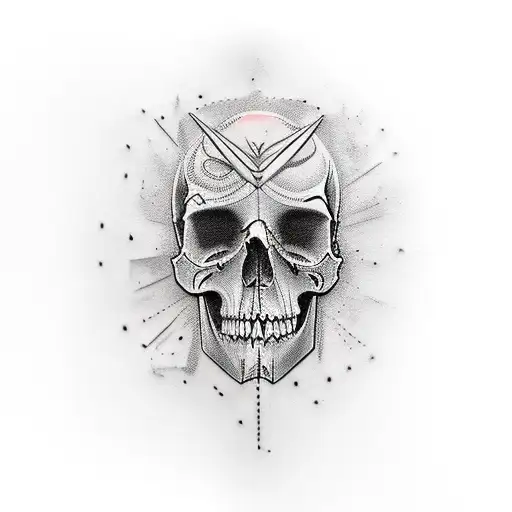 half skull half woman face tattoo design idea