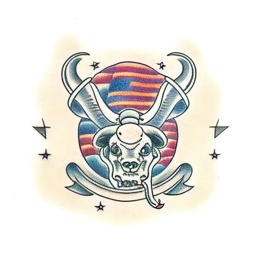 long horn tattoo design idea