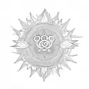 om arrow bow sun tattoo design idea