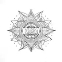 om arrow bow sun tattoo design idea