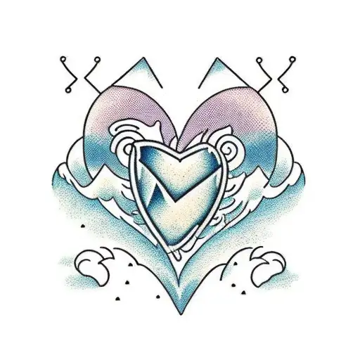 a line going from a mountain to waves and finishing in a heart rate tattoo design idea