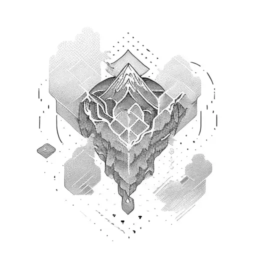 a line going from a mountain to waves and finishing in a heart rate tattoo design idea