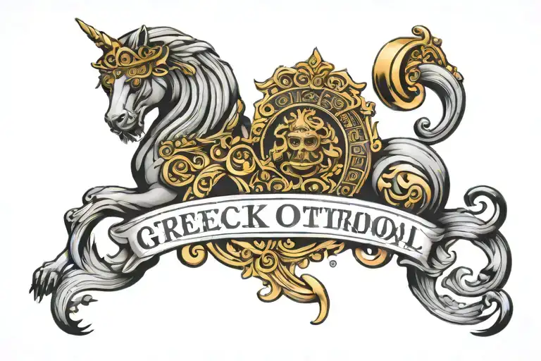 greek orthodox and sparta style with words tattoo design idea